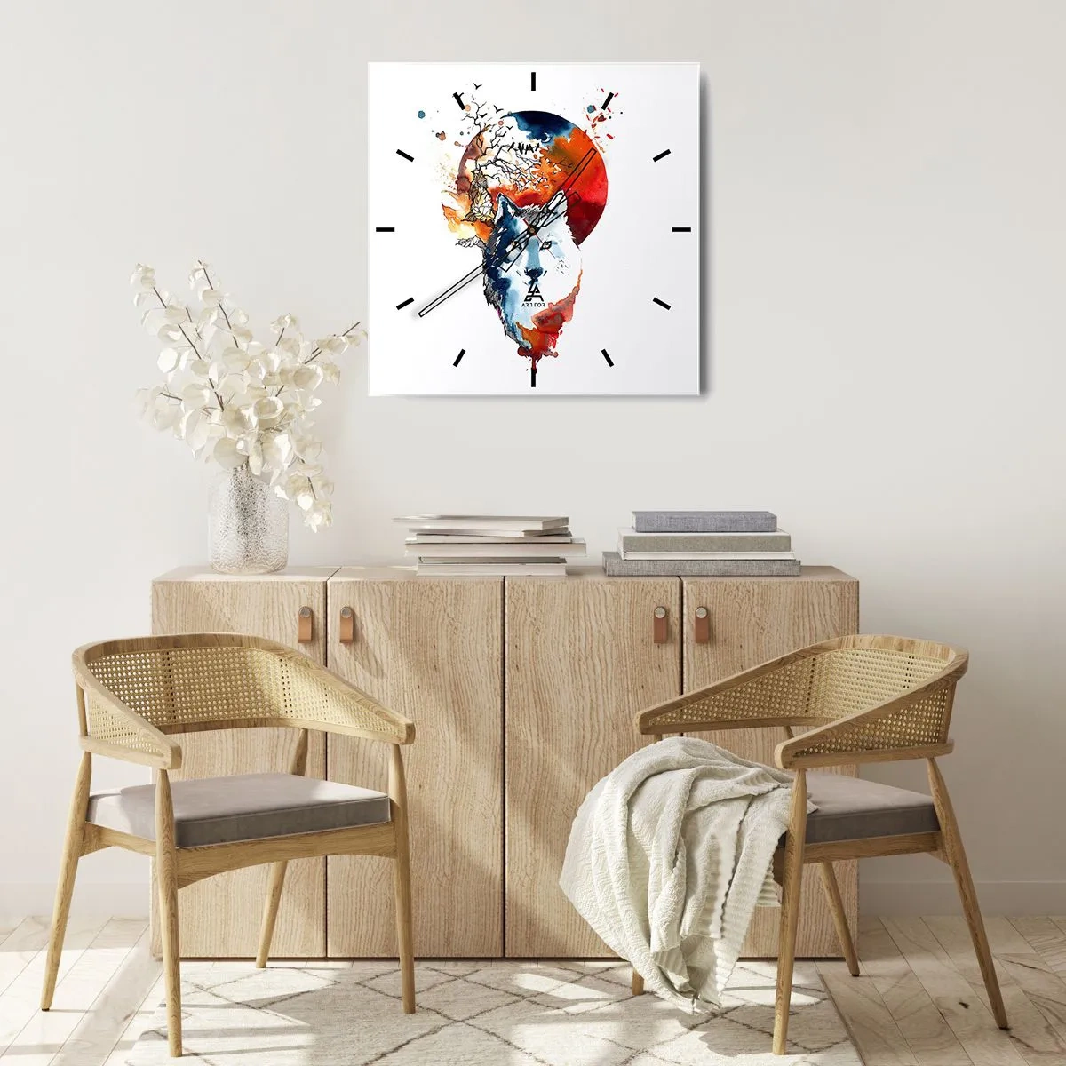 Relógio de parede - Relógio em vidro - Nariz a nariz com a noite - 30x30 cm