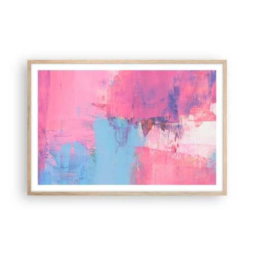 Pôster com moldura de carvalho claro - Rosa, azul e uma pitada de luz - 91x61 cm