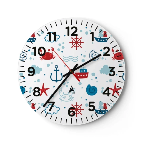 Relógio de parede - Relógio em vidro - Conto de fadas do mar - 40x40 cm