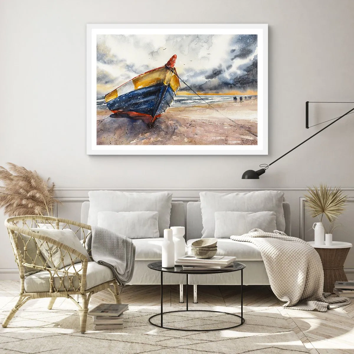 Pôster em moldura branca - Descanse na costa - 70x50 cm