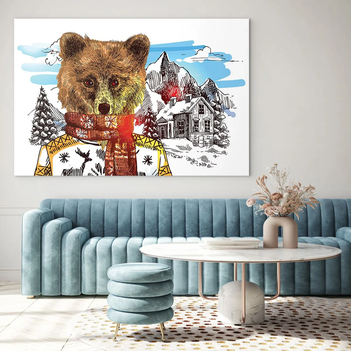 Quadro em vidro - Cabana de urso - 120x80 cm