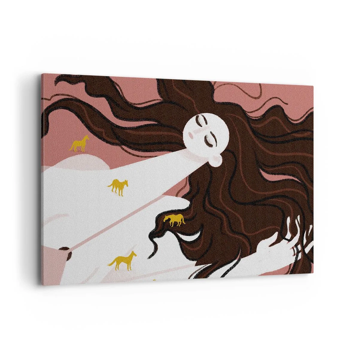 Quadro em tela - Sonho com um cavalo dourado - 100x70 cm