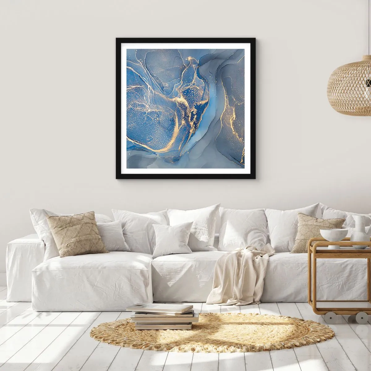 Pôster com moldura preta - Pó dourado - 40x40 cm