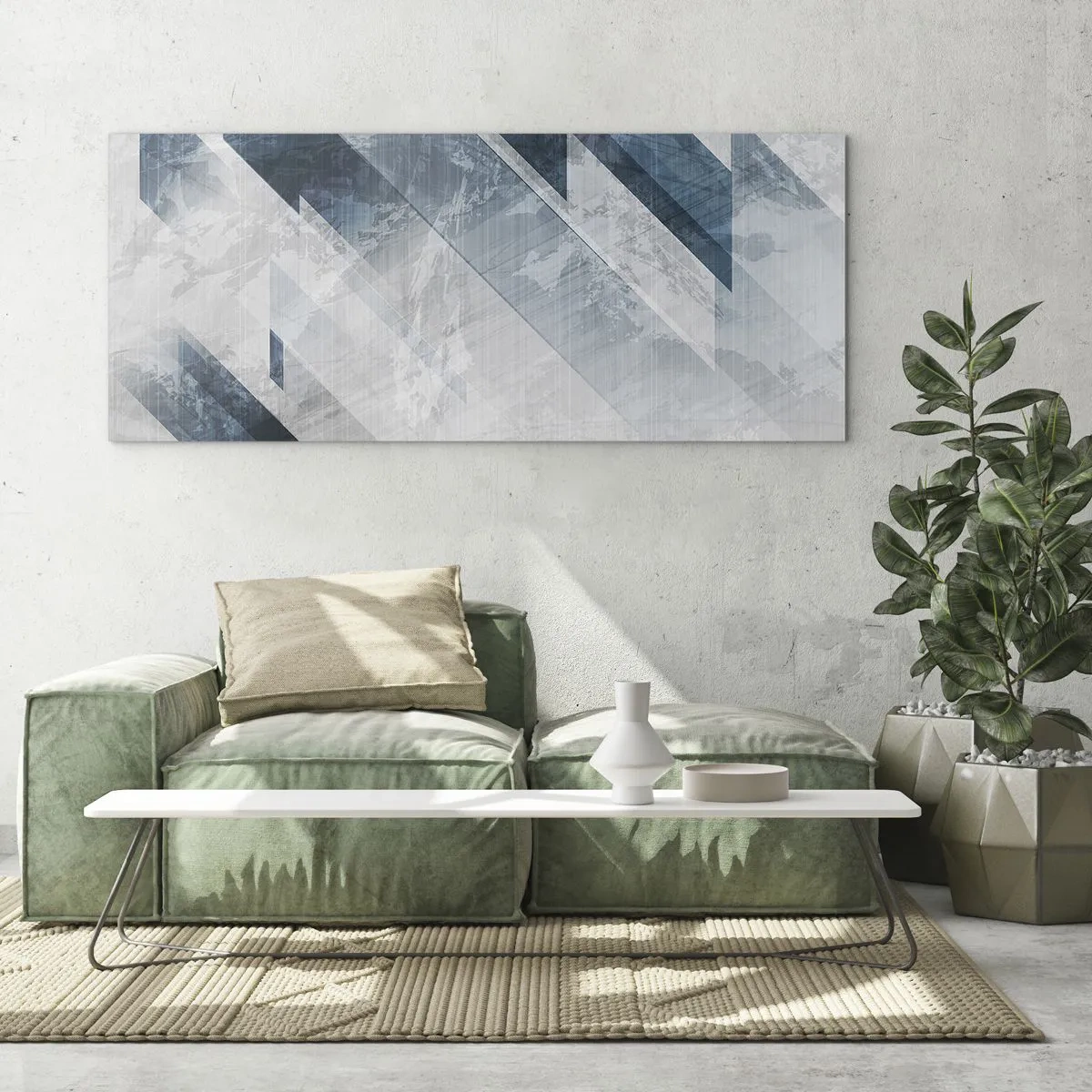 Quadro em vidro - Arte espacial – movimento cinzento - 160x50 cm