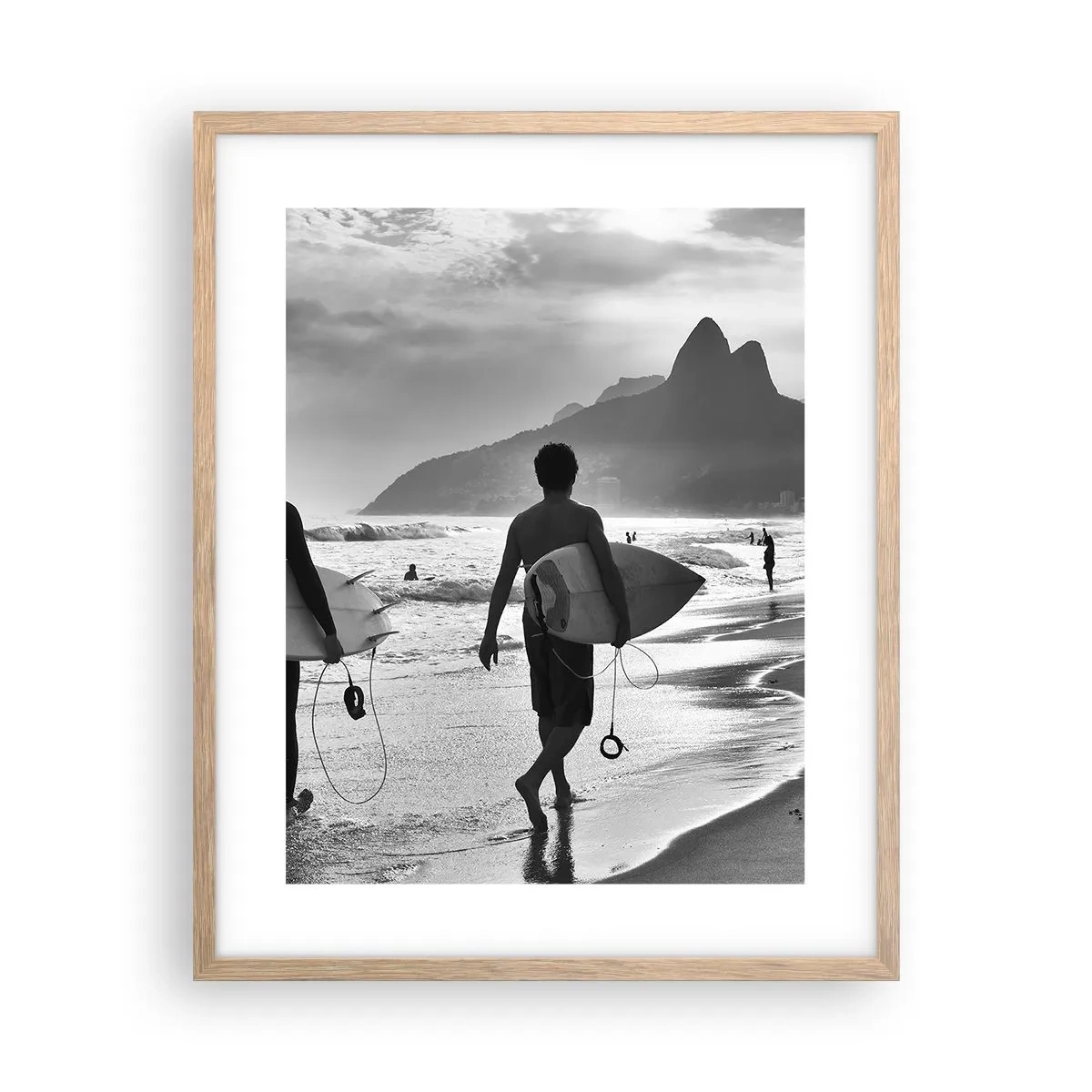 Pôster com moldura de carvalho claro - Samba para uma onda - 40x50 cm