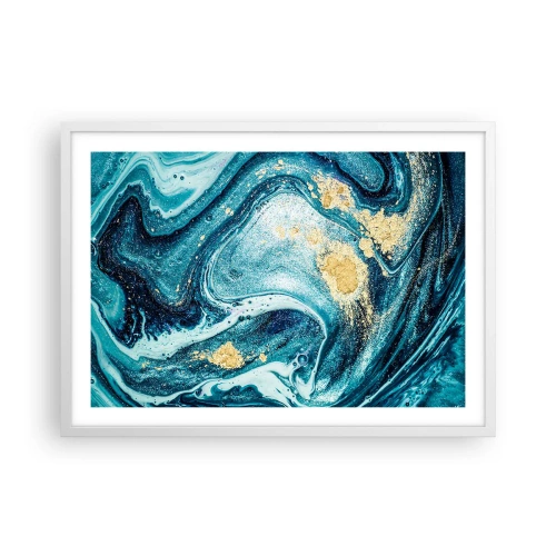 Pôster em moldura branca - Redemoinho azul - 70x50 cm