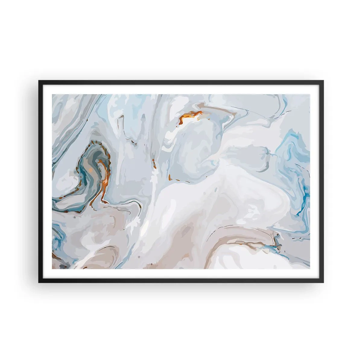 Pôster com moldura preta - Branco elevado - 100x70 cm