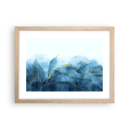 Pôster com moldura de carvalho claro - Azul dourado - 40x30 cm