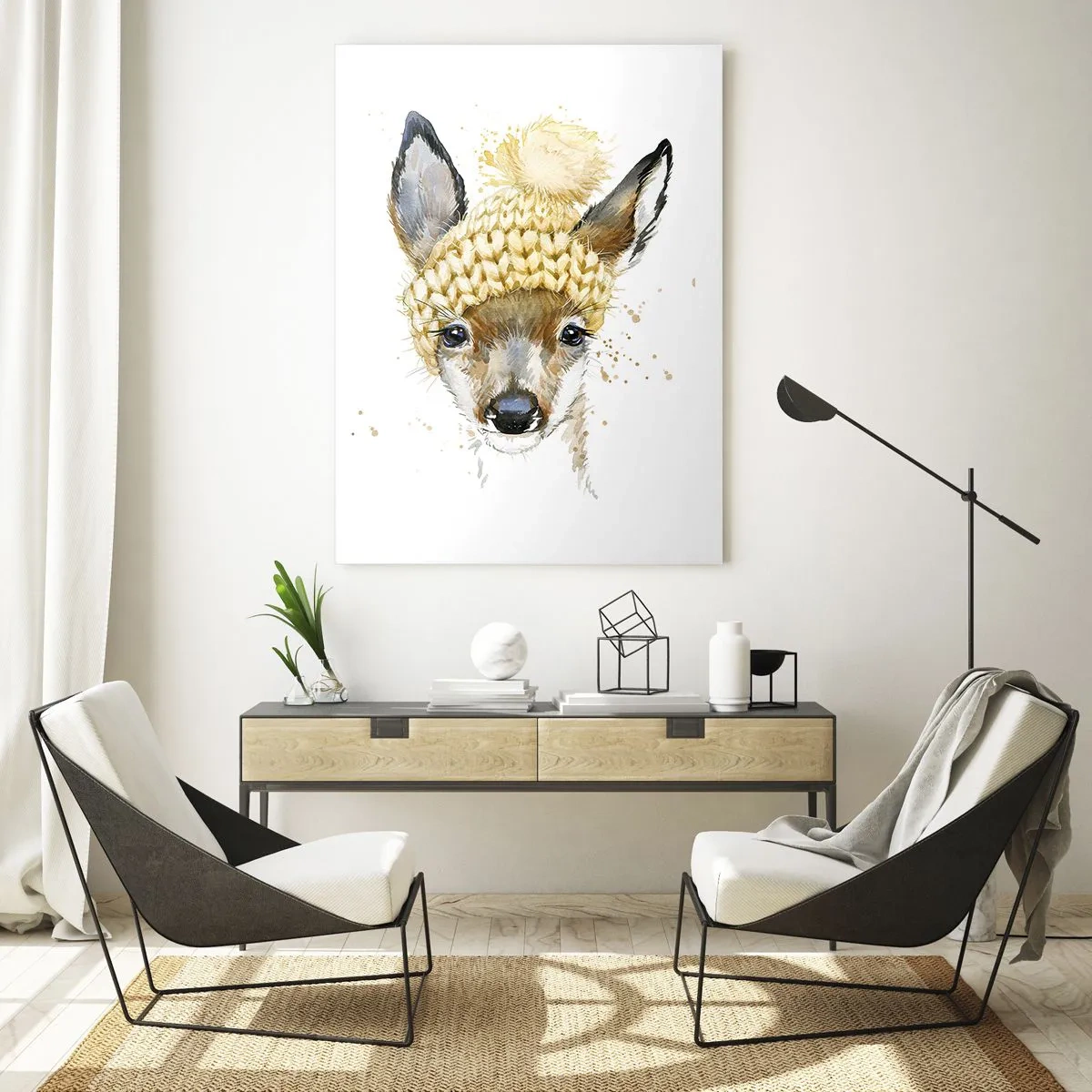 Quadro em vidro - Para o inverno na floresta  - 70x100 cm