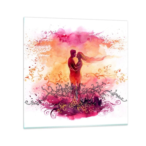 Quadro em vidro - Um coração! Eu não preciso de tão pouco... - 40x40 cm