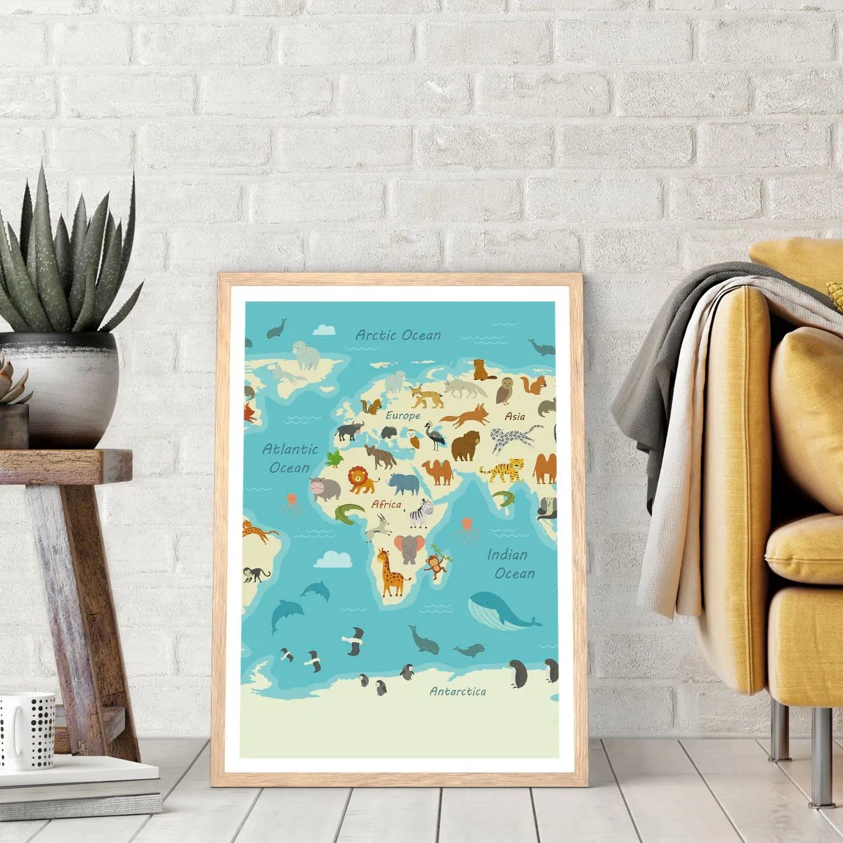 Pôster com moldura de carvalho claro - Bons vizinhos - 30x40 cm