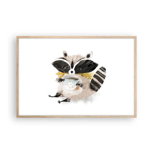 Pôster com moldura de carvalho claro - O meu amigo guaxinim - 91x61 cm