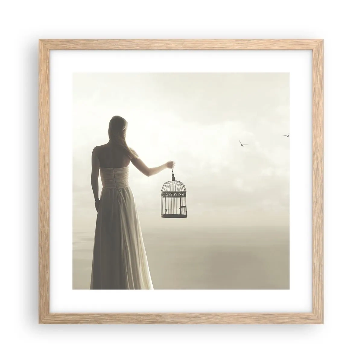 Pôster com moldura de carvalho claro - Seja livre - 40x40 cm