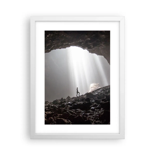 Pôster em moldura branca - Gruta luminosa - 30x40 cm