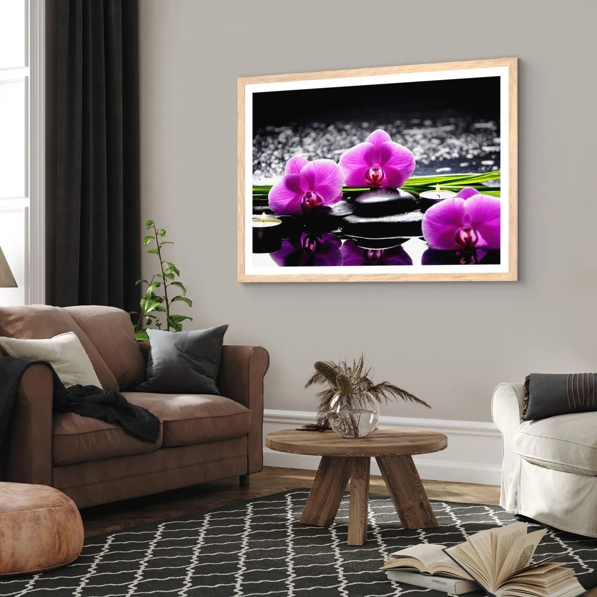 Pôster com moldura de carvalho claro - Afogar-se na paz e sossego - 40x30 cm