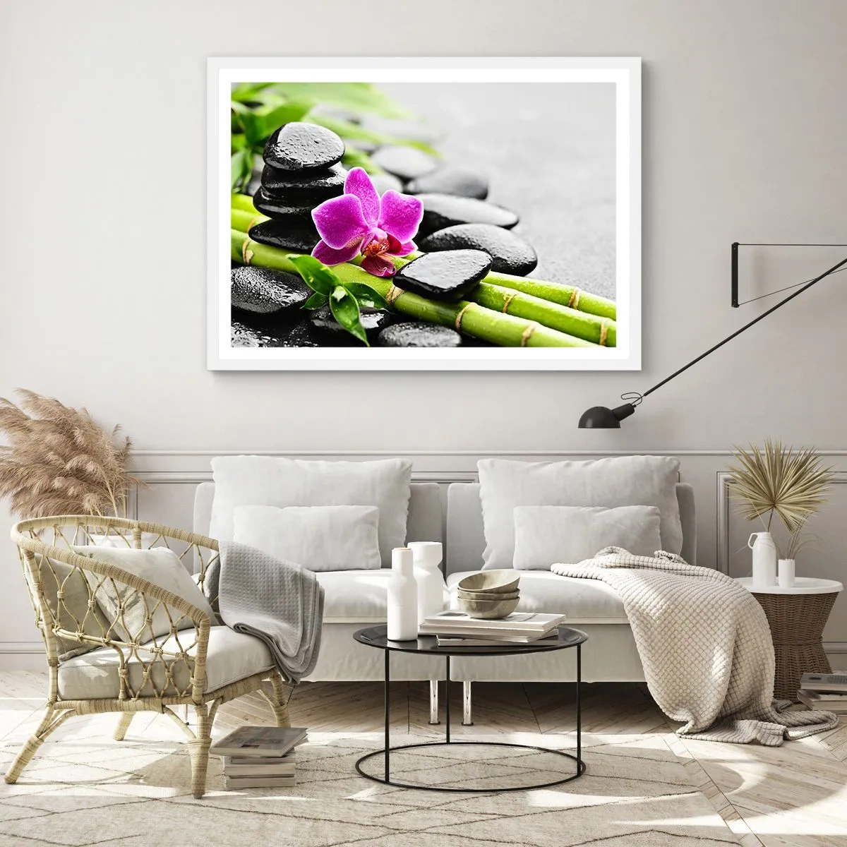 Pôster em moldura branca - Calmo equilíbrio - 50x40 cm