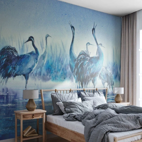 Papel de Parede Premium Sand - Reunião matinal - Pássaros, Paisagem, Água - 100x70 cm