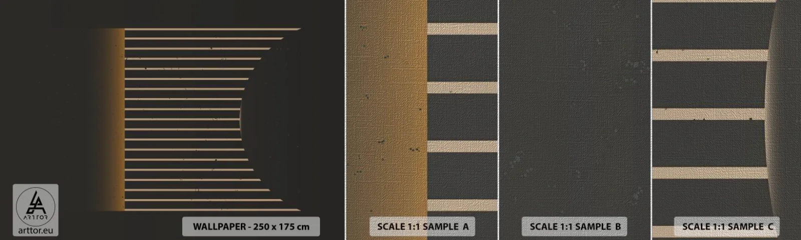 Amostra de papel de parede Premium Canvas - Explorar a escuridão - Abstração, Pedaço, Linear - 100x30 cm