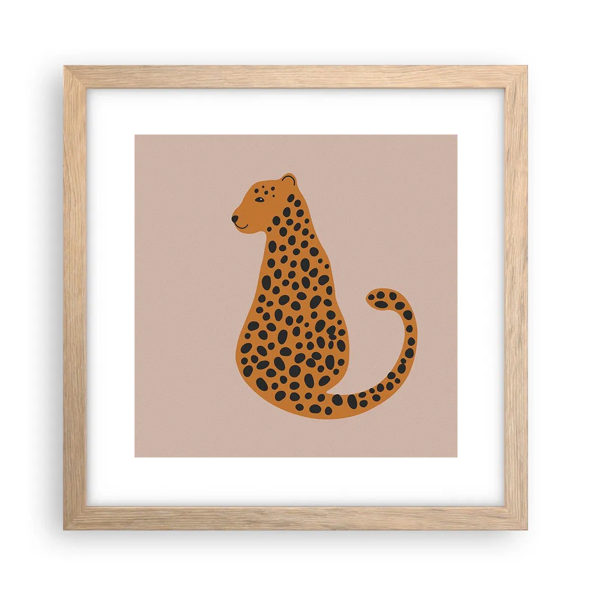 Pôster com moldura de carvalho claro - A estampa de leopardo está na moda - 30x30 cm