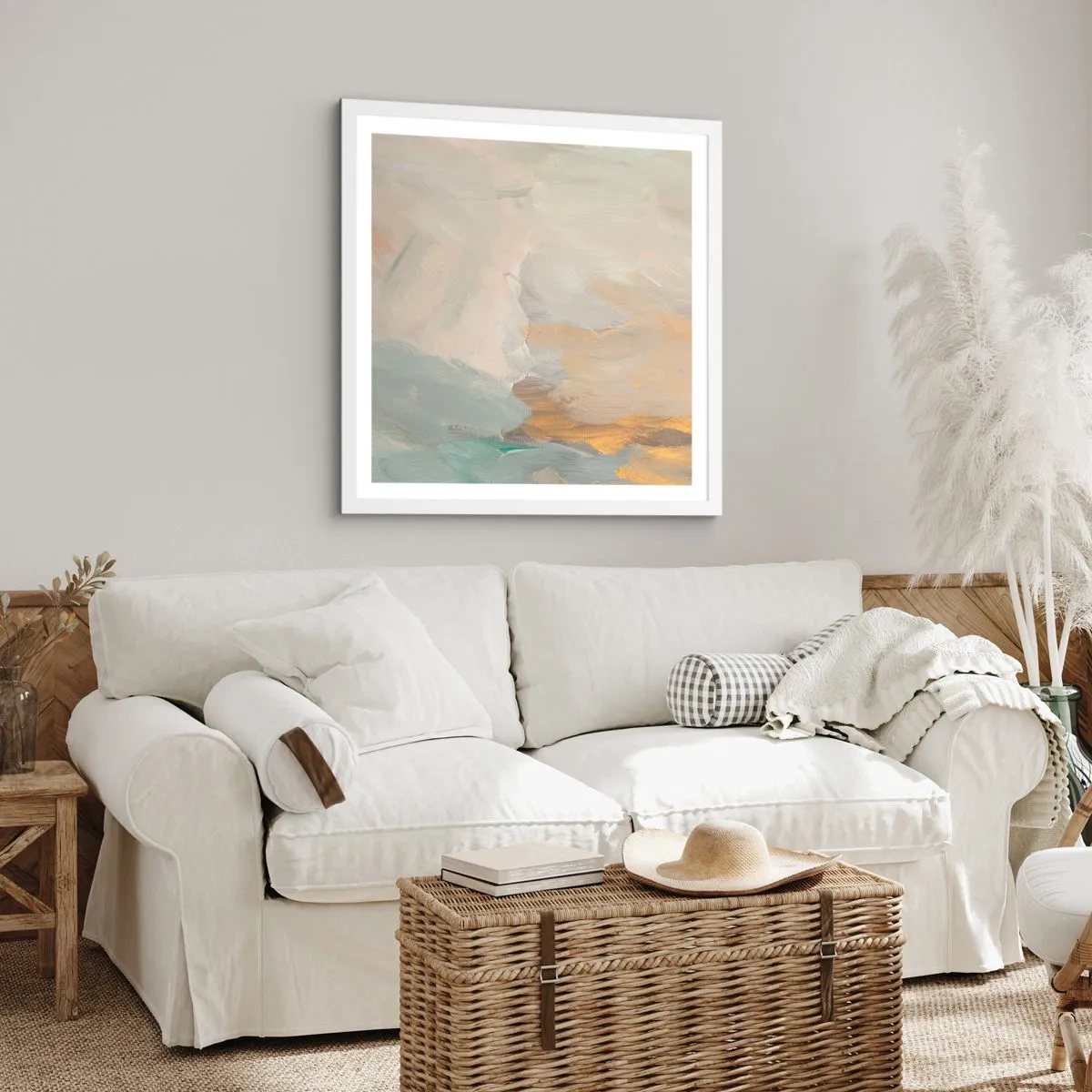 Pôster em moldura branca - Abstração – a terra da gentileza - 60x60 cm