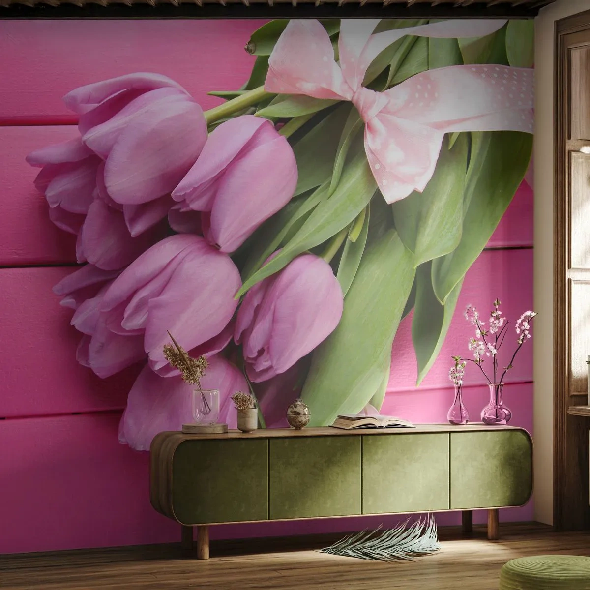 Papel de Parede Premium Sand - Só para si - Flores, Tulipas, Buquê de flores - 100x70 cm