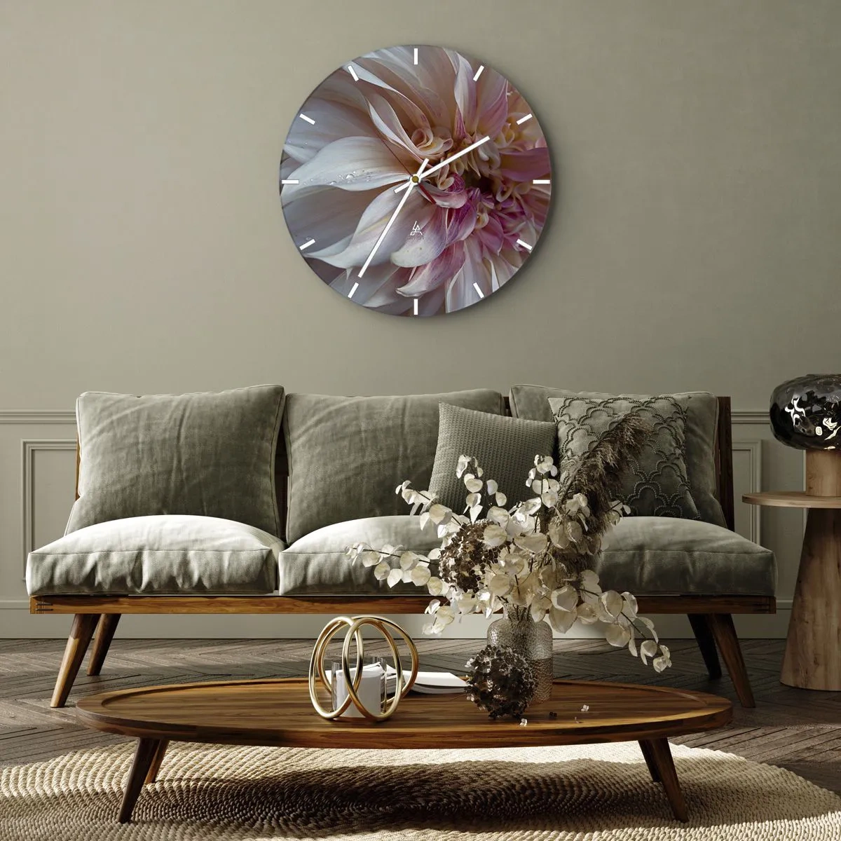 Relógio de parede - Relógio em vidro - Frescor florescente - 40x40 cm