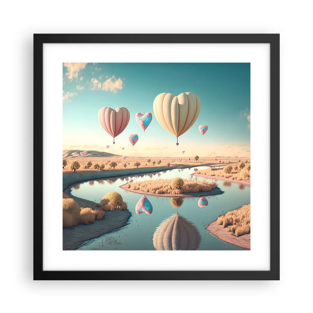 Pôster com moldura preta - O amor permite se reerguer - 40x40 cm