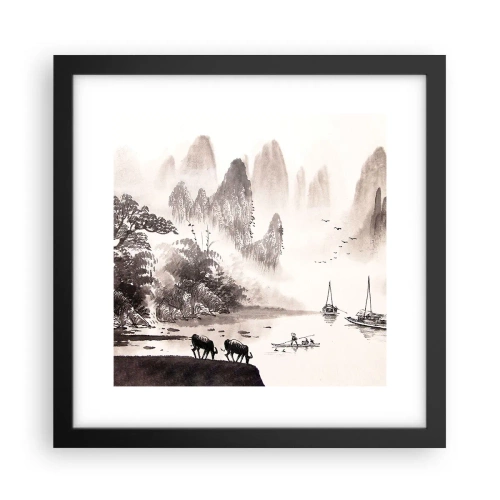 Pôster com moldura preta - O cotidiano exótico do Oriente - 30x30 cm