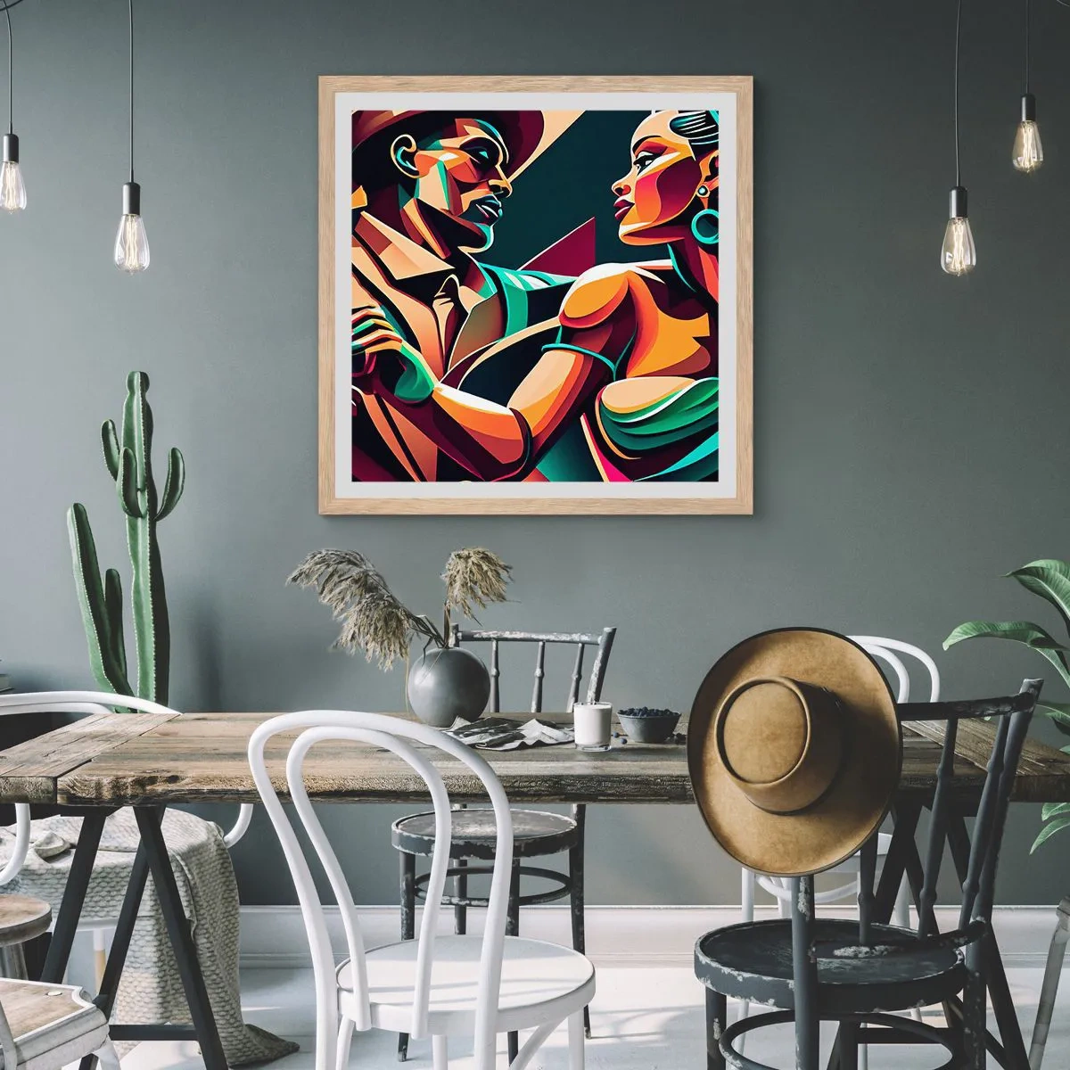 Pôster com moldura de carvalho claro - No ritmo do coração - 60x60 cm