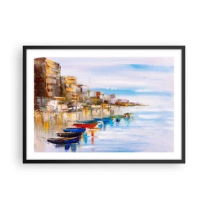 Pôster com moldura preta - Um refúgio urbano multicolorido - 70x50 cm