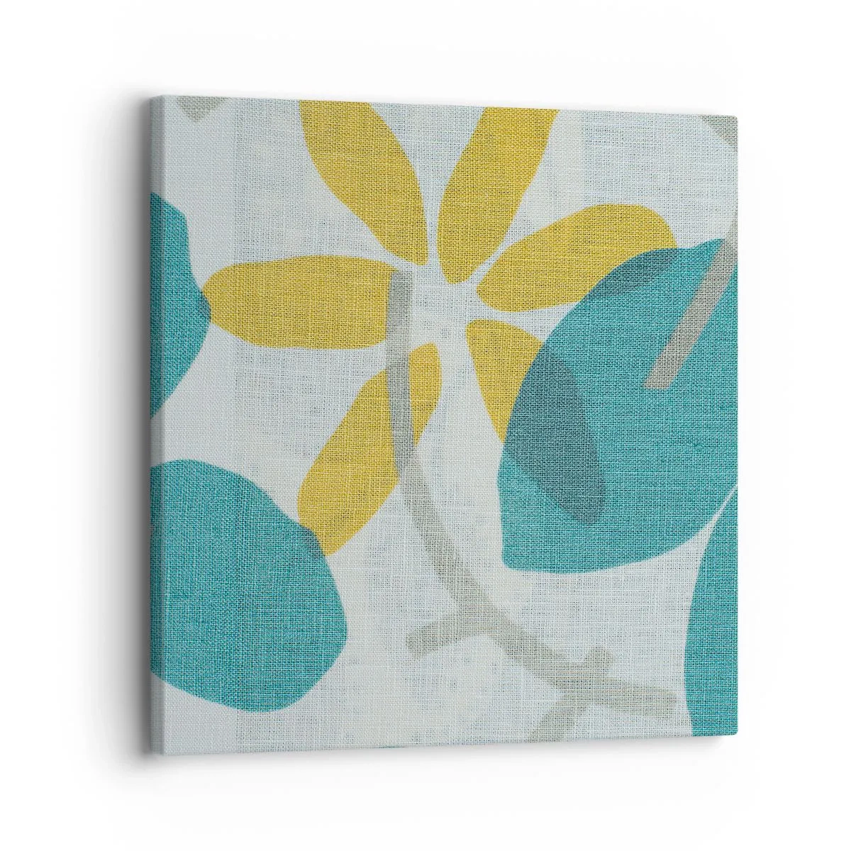 Quadro em tela - Entre as folhas azuis - 30x30 cm