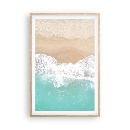 Pôster com moldura de carvalho claro - Toque carinhoso - 61x91 cm