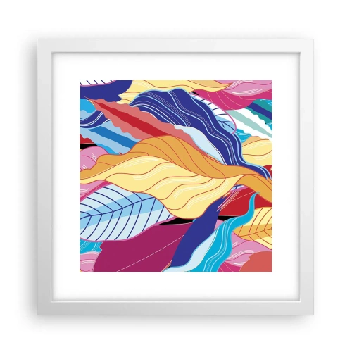 Pôster em moldura branca - Bagunça colorida - 30x30 cm