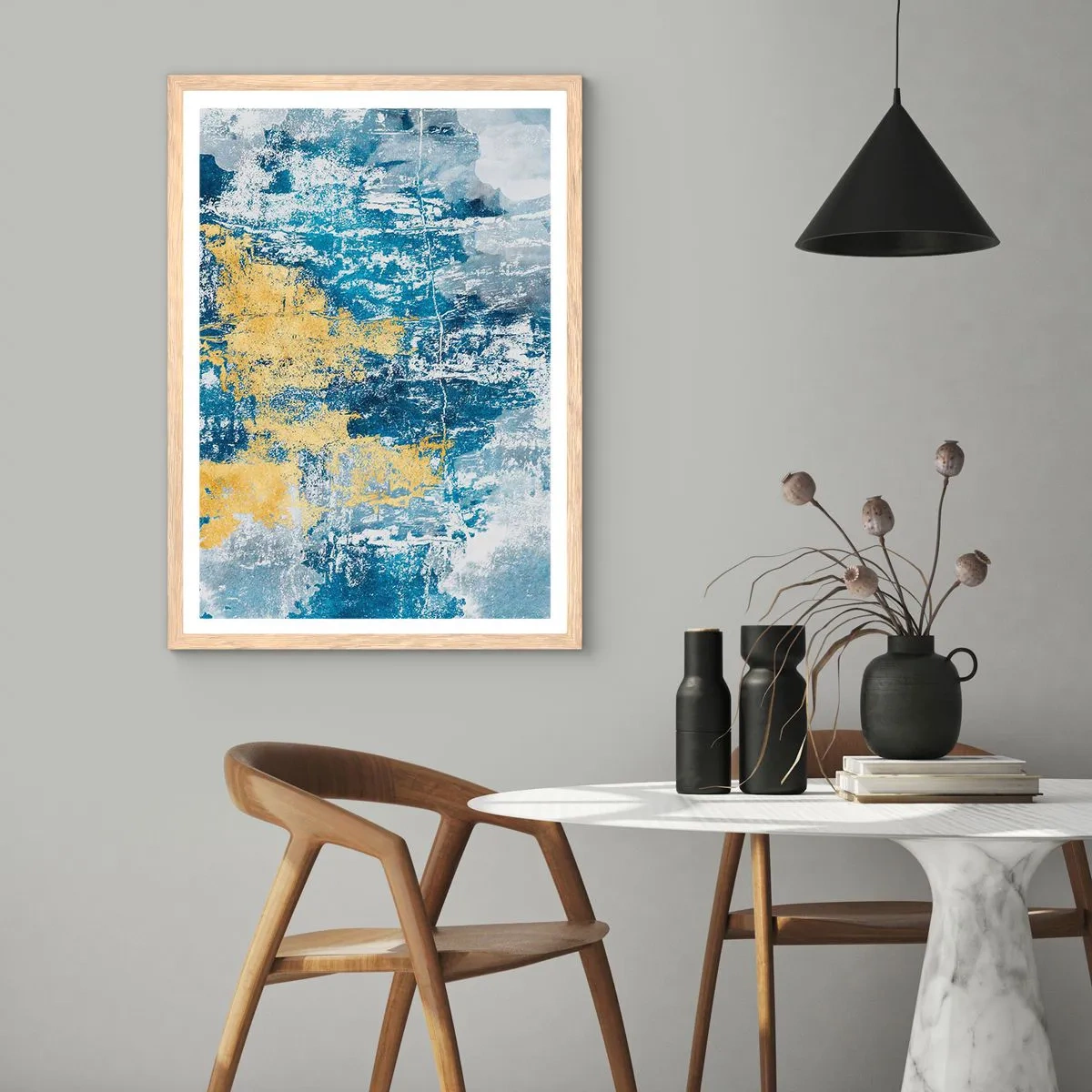 Pôster com moldura de carvalho claro - Abstração cheia de clima - 70x100 cm