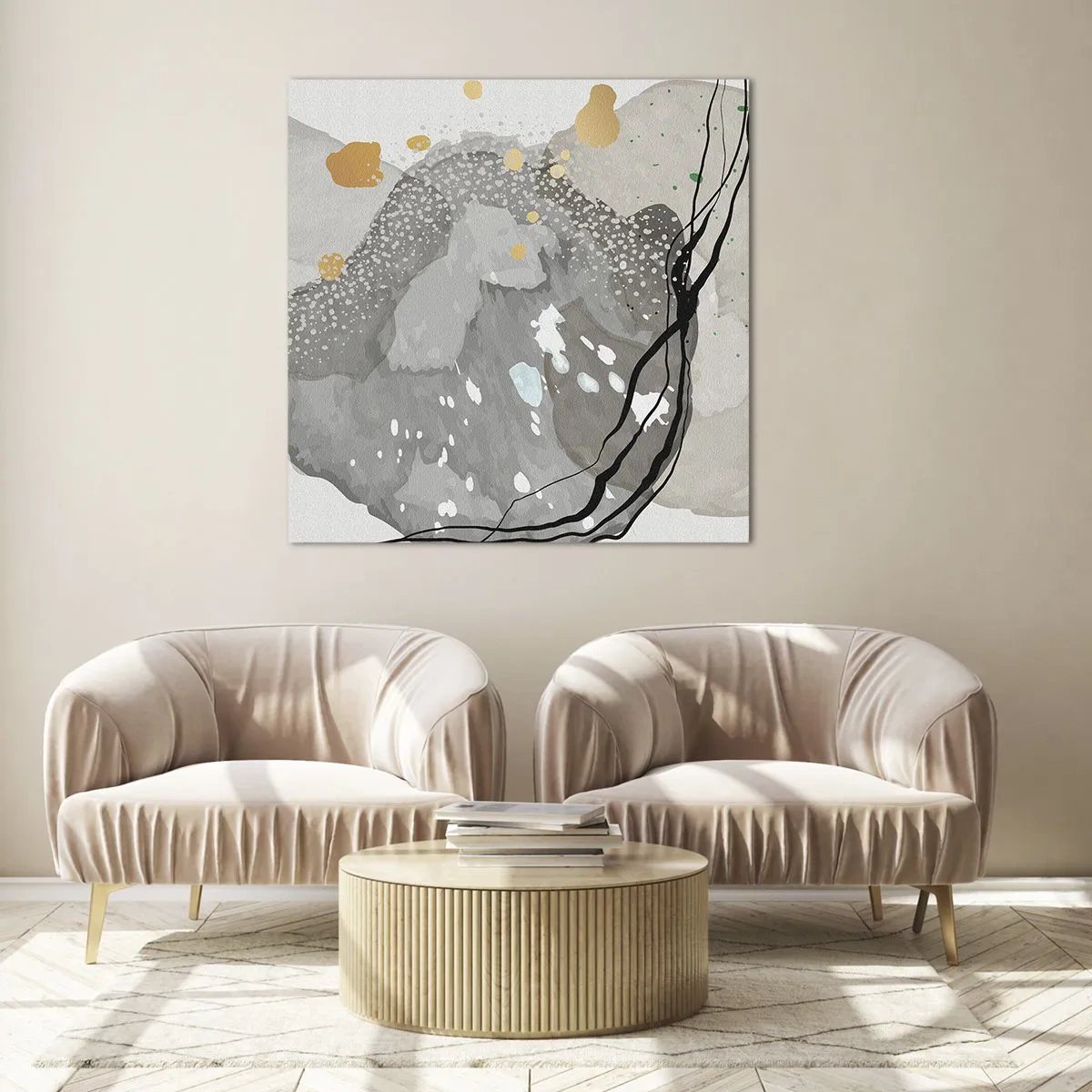 Quadro em vidro - Composição orgánica - 40x40 cm