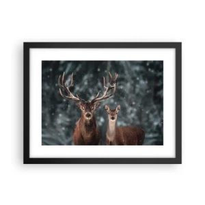 Pôster com moldura preta - O senhor da floresta com sua esposa - 40x30 cm