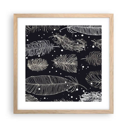 Pôster com moldura de carvalho claro - Rendas de penas - 40x40 cm