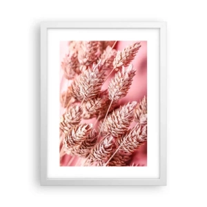 Pôster em moldura branca - Cascata floral em rosa - 30x40 cm