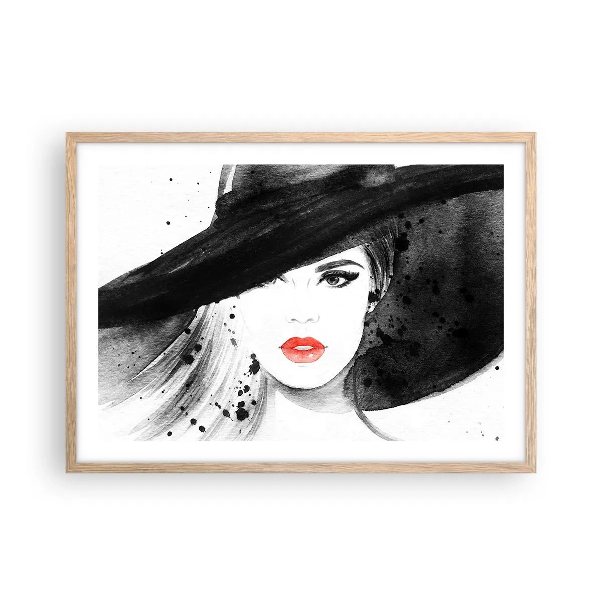 Pôster com moldura de carvalho claro - Dama de Preto - 70x50 cm