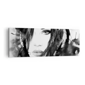 Quadro em tela - Retrato de uma dama a preto e branco - 140x50 cm