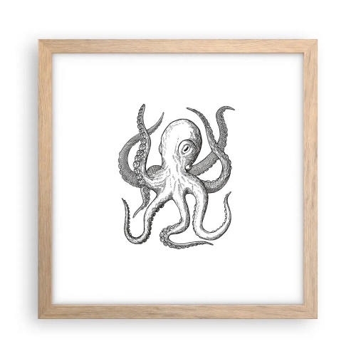 Pôster com moldura de carvalho claro - Dançando com as ondas - 30x30 cm