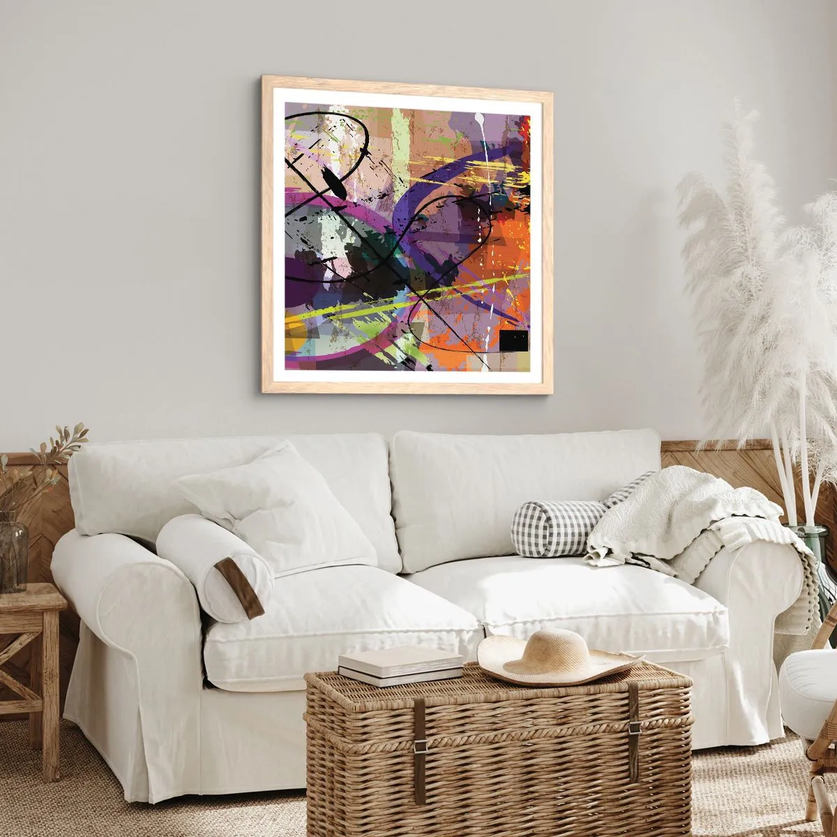 Pôster com moldura de carvalho claro - Pode ir direto ou ao redor - 40x40 cm