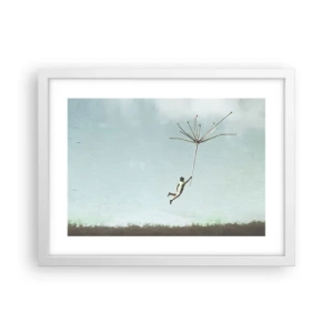 Pôster em moldura branca - Papagaios, balões, vento - 40x30 cm