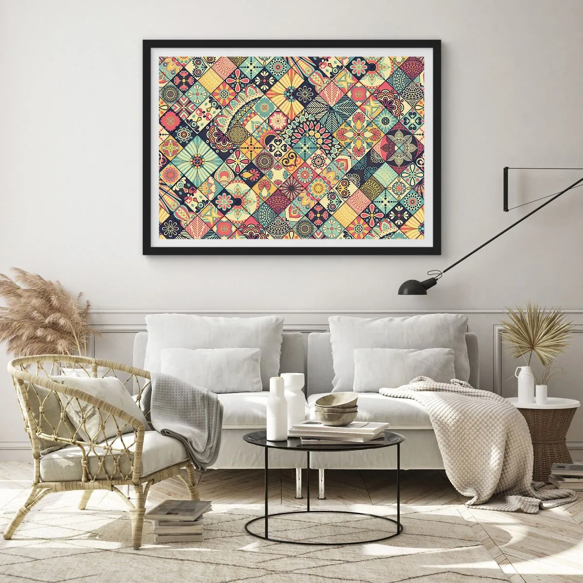 Pôster com moldura preta - Vibrações marroquinas - 50x40 cm