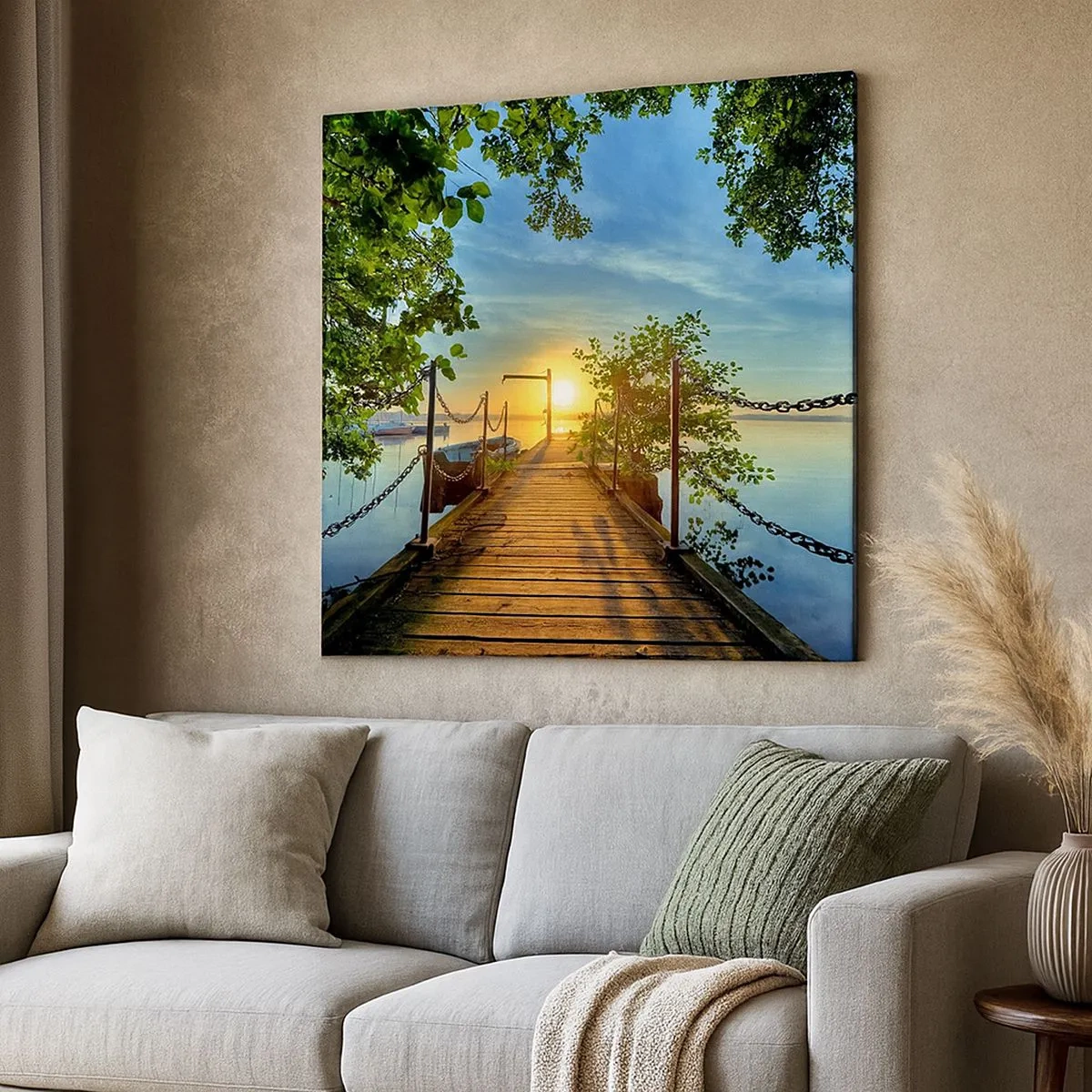 Quadro em tela - Oeste sobre a água - 30x30 cm