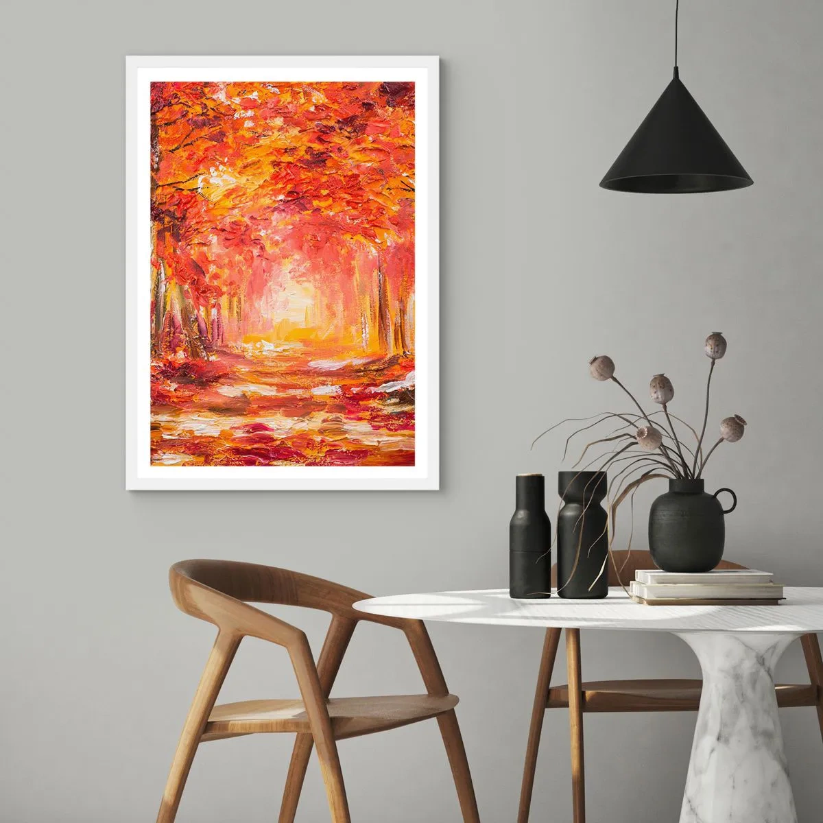 Pôster em moldura branca - Floresta de cobre - 61x91 cm