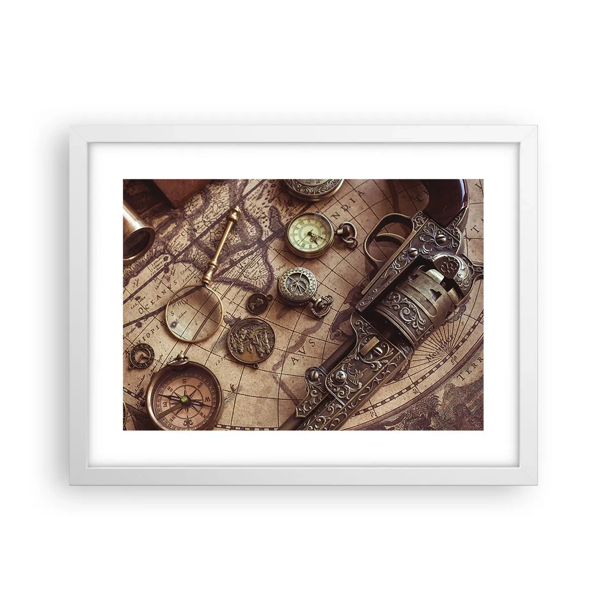 Pôster em moldura branca - A aventura nos chama - 40x30 cm