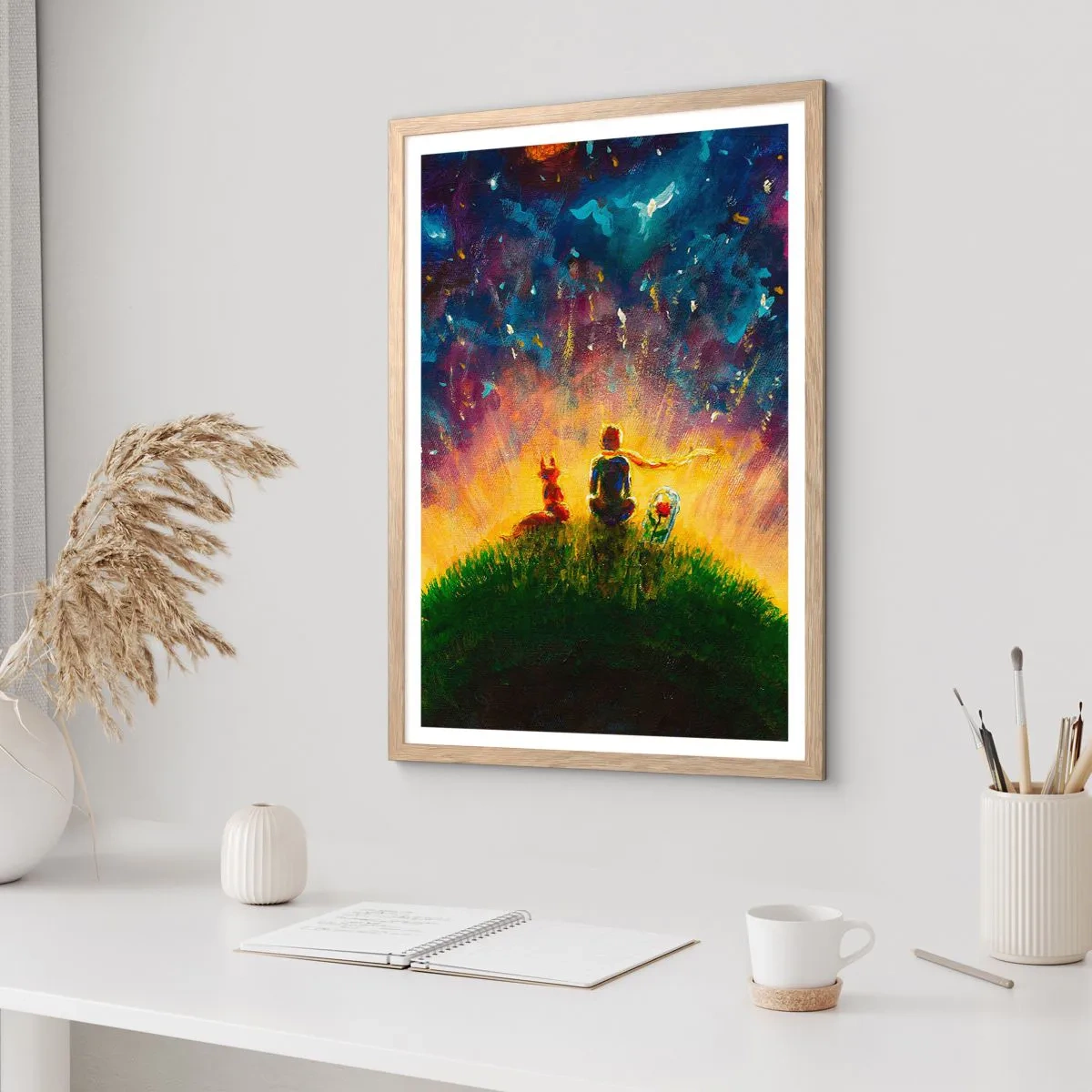 Pôster com moldura de carvalho claro - Amor e amizade - o mundo inteiro - 70x100 cm