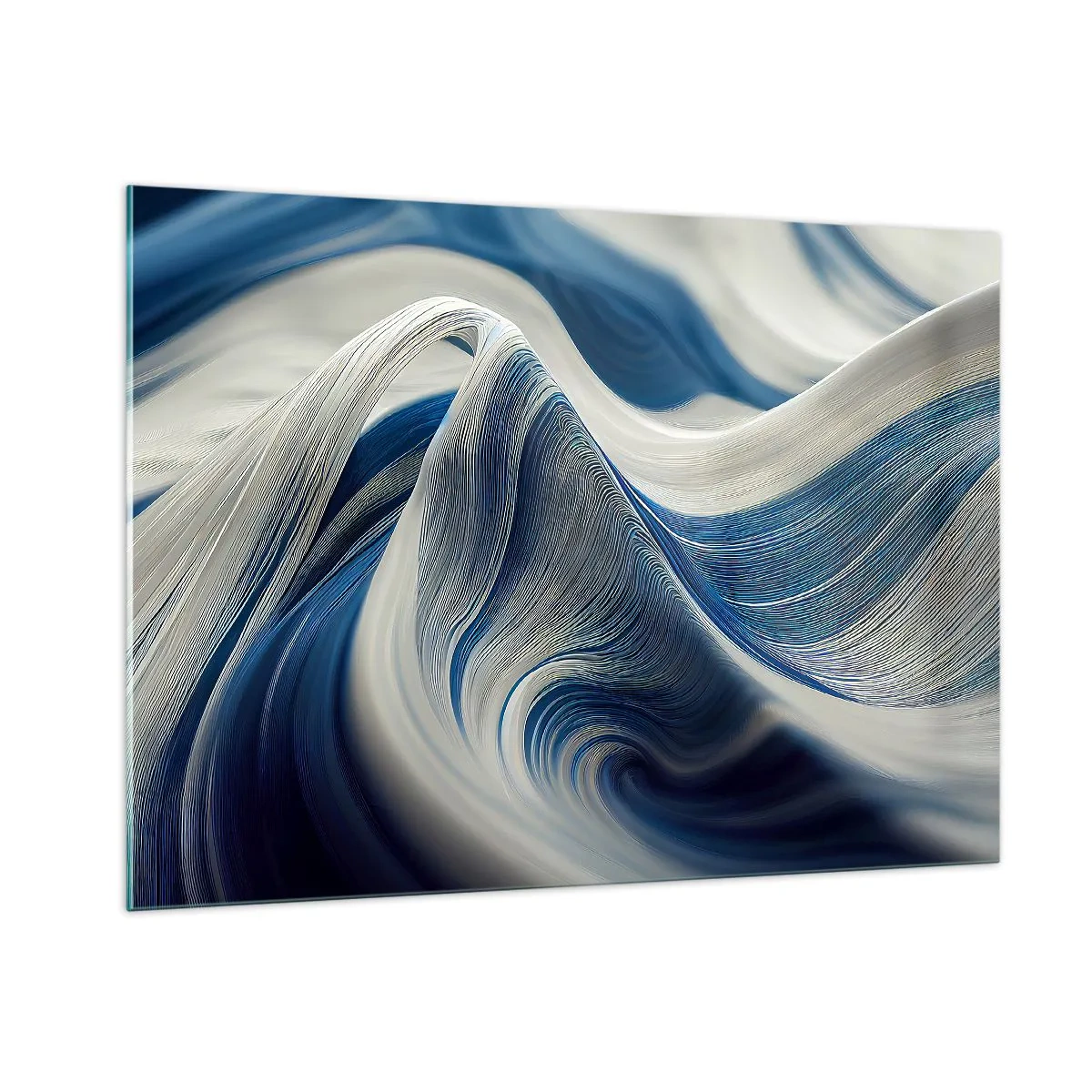 Quadro em vidro - A fluidez do azul e do branco - 100x70 cm