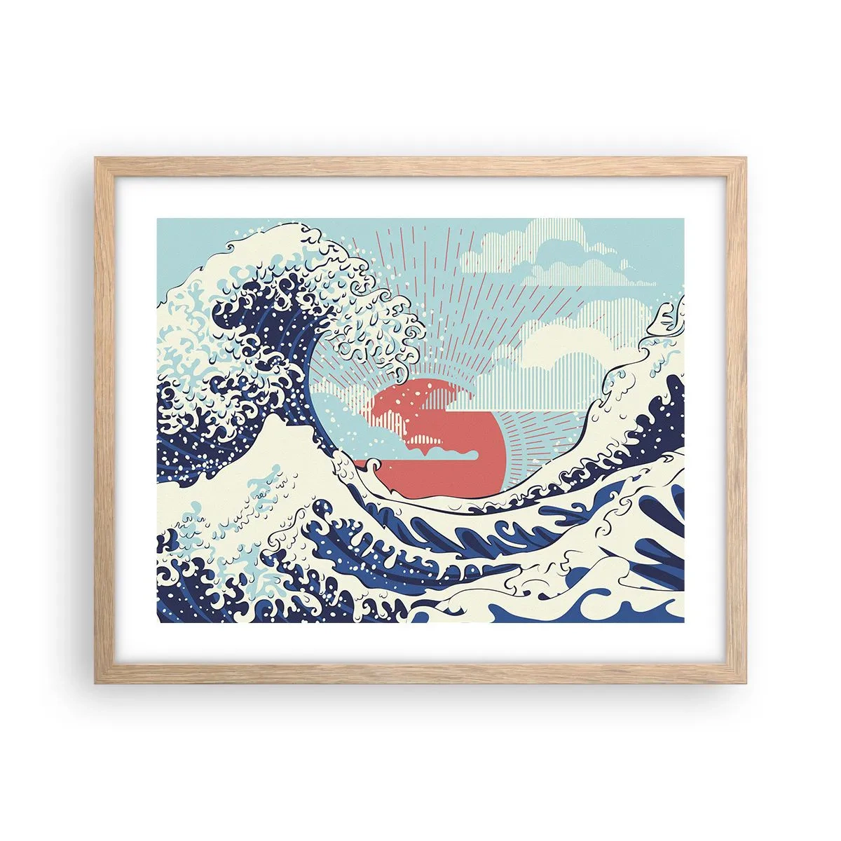 Pôster com moldura de carvalho claro - Das inspirações japonesas - 50x40 cm